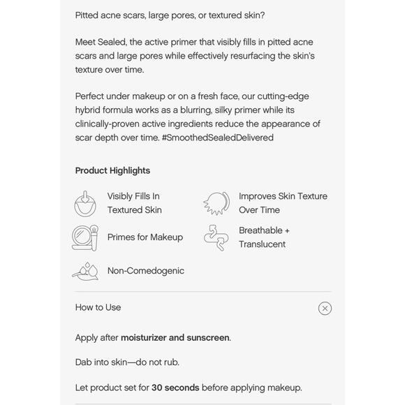 TOPICALS SEALED Active Scar / Pore Filling Primer 1 Fl Oz / 28 mL NIB - Picture 2 of 8